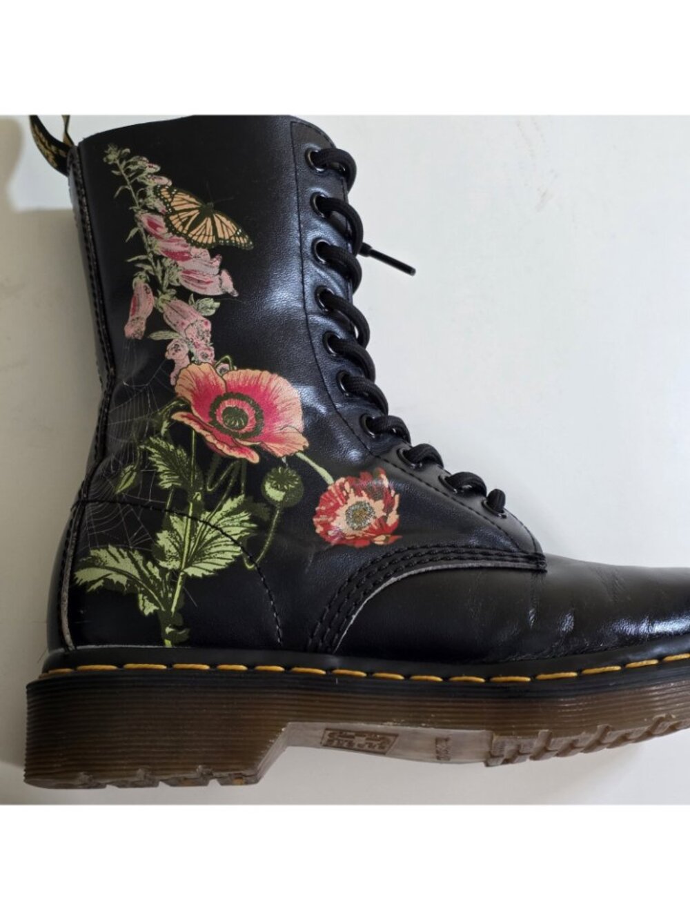 Dr. Martens 1490 Wild Botanics Combat Boots US 6 / UK 4 Black Floral Whimsygoth - Picture 14 of 16